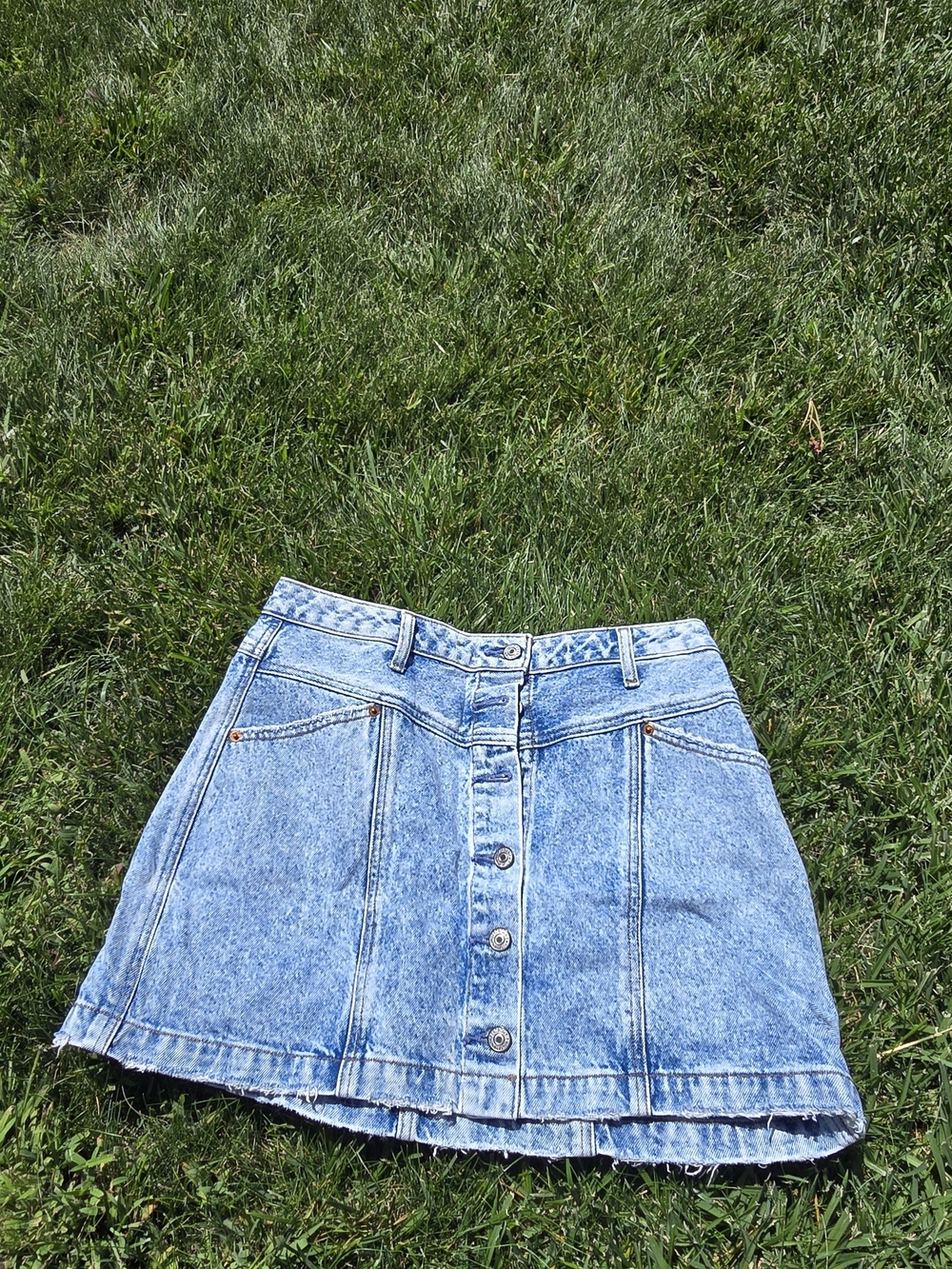 Abercrombie Classic Light Blue Button-Front Denim Skirt